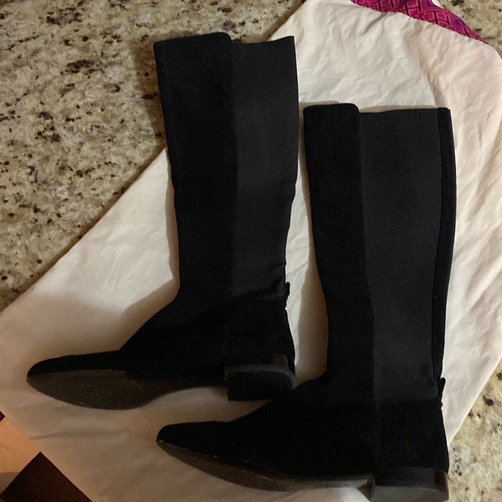 Tory Burch mid-calf cap toe suede boots, size 7